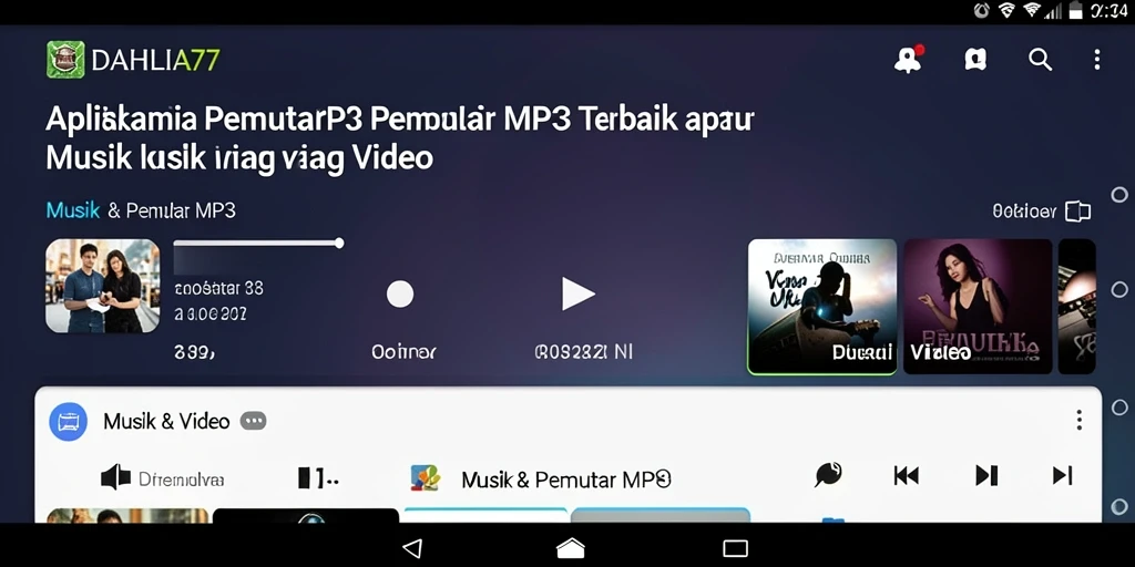 Tampilan antarmuka DAHLIA77 dengan fungsi Pemutar MP3 yang menawan.