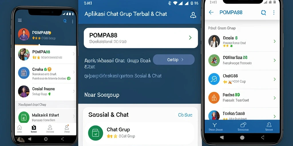 Tampilan antarmuka utama aplikasi POMPA88 dengan fungsi Chat Grup.