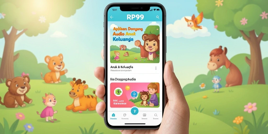 Antarmuka user-friendly RP99 untuk mendengarkan dongeng audio.