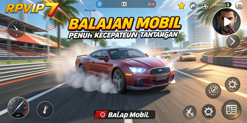 Tampilan antarmuka balap yang menarik dan informatif dari RPVIP7.