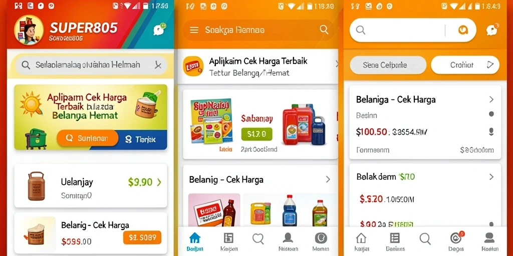 Tampilan antarmuka SUPER805 yang sederhana dan fungsional untuk cek harga.