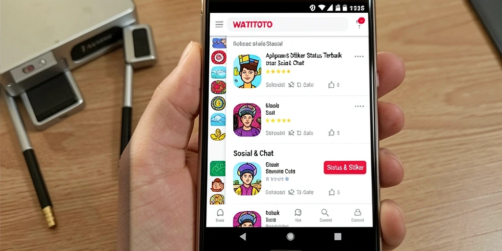 Tampilan antarmuka aplikasi WATITOTO dengan variasi stiker yang menarik.