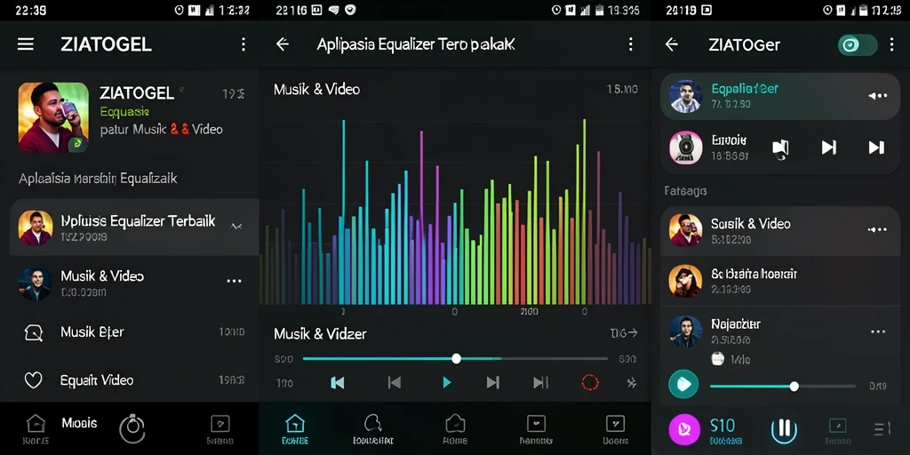 Screenshot utama menampilkan antarmuka ZIATOGEL dengan fitur Equalizer.
